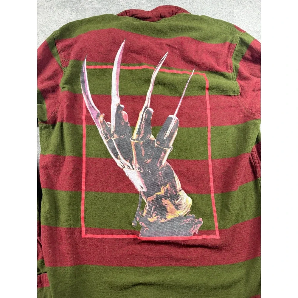 A Nightmare on Elm Street Freddy Krueger Flannel Shirt Mens L Red Green Horror